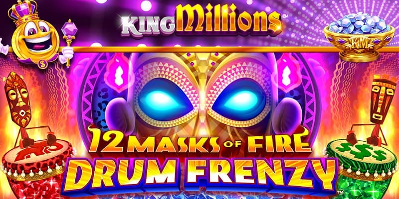12 Masks of Fire Drum Frenzy King Millions Banner