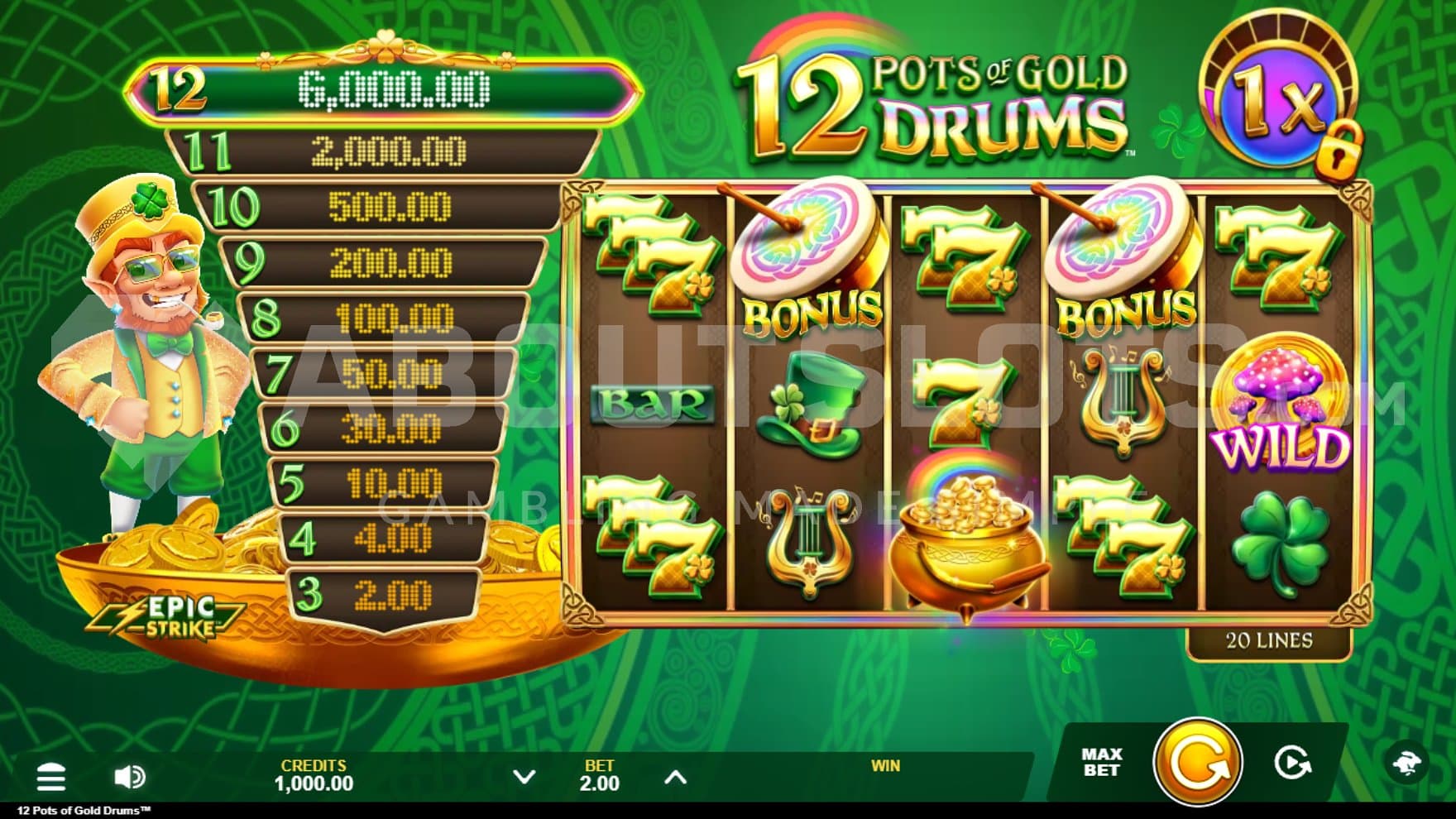 A casino slot with a leprechaun-theme.