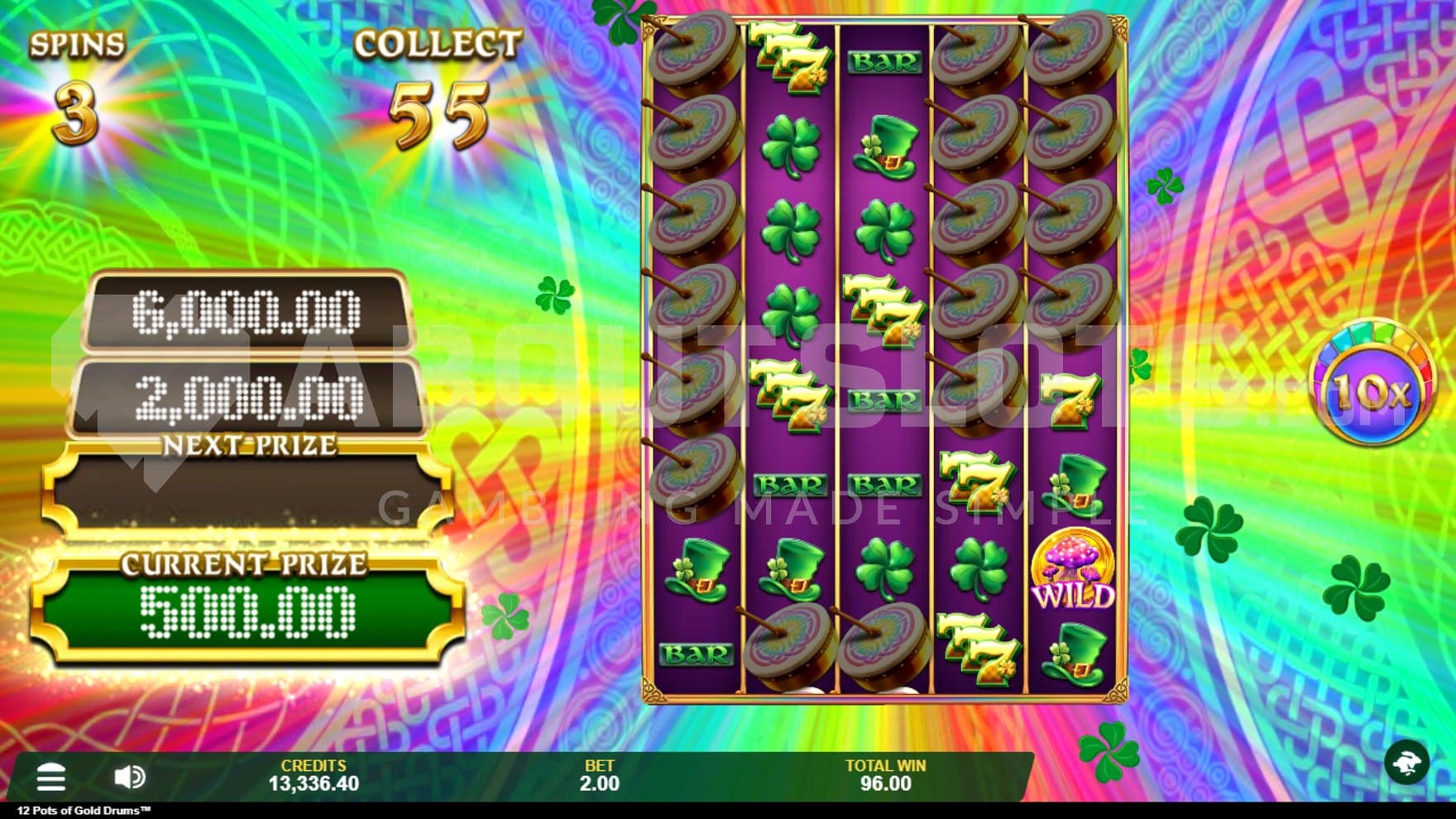 Eight rows in the Free Spins.