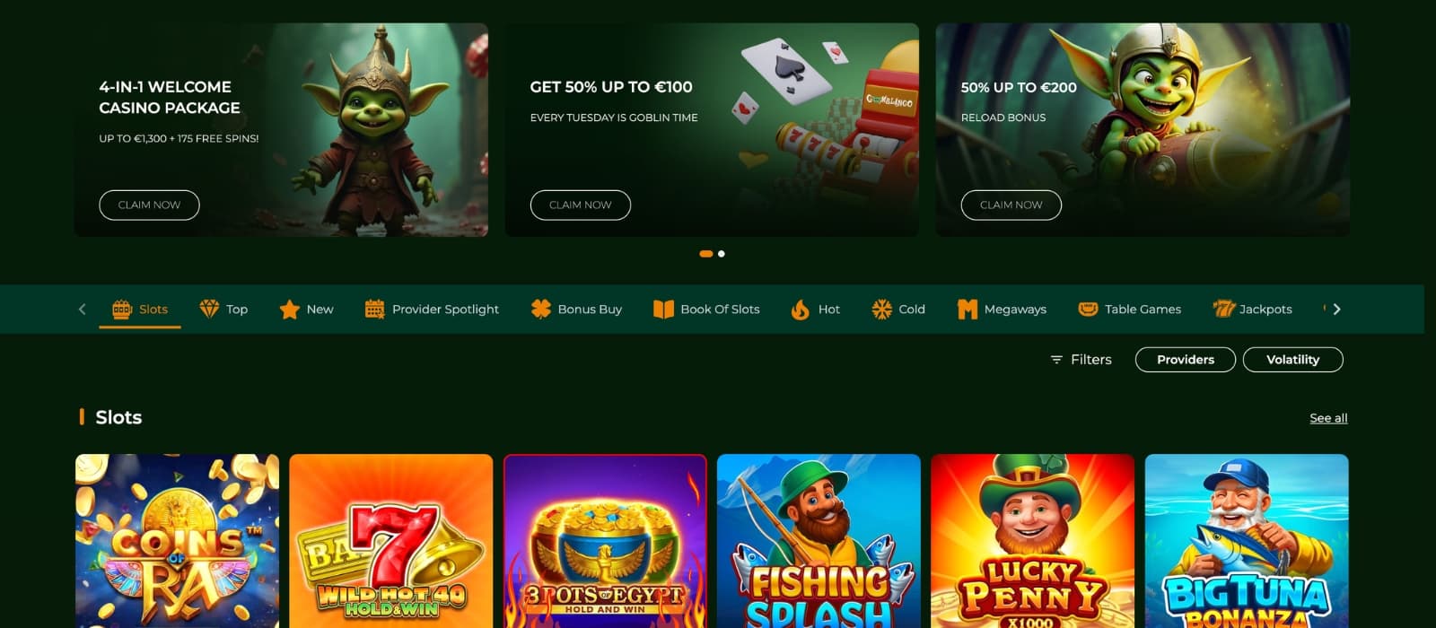 Slot gameplay interface on Gomblingo showing reels, controls, and balance