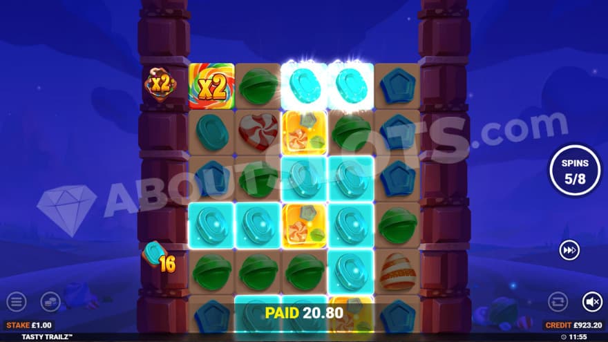 Free Spins bonus game with a 2X multiplier symbol on the first reel.