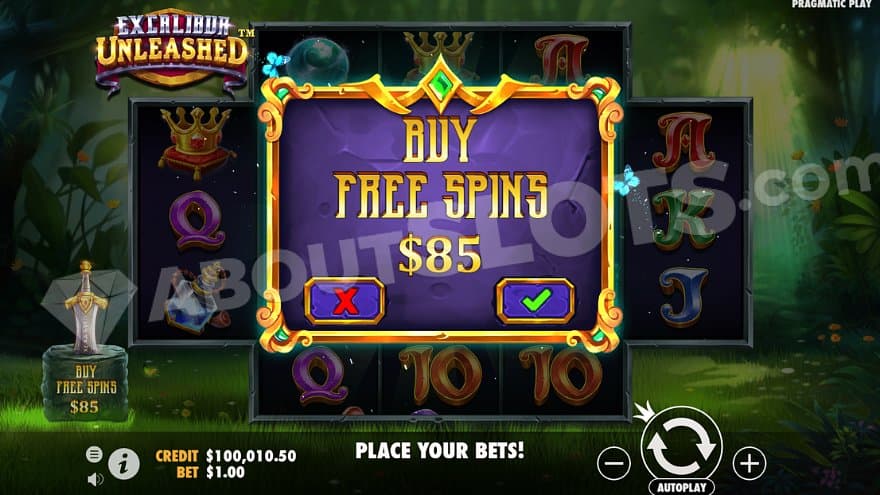 A menu offering the Bonus Buy for 85X the bet.