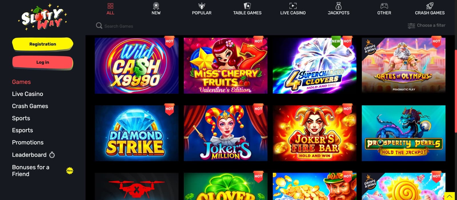 Slot play screen on SlottyWay with reels spinning and control options visible