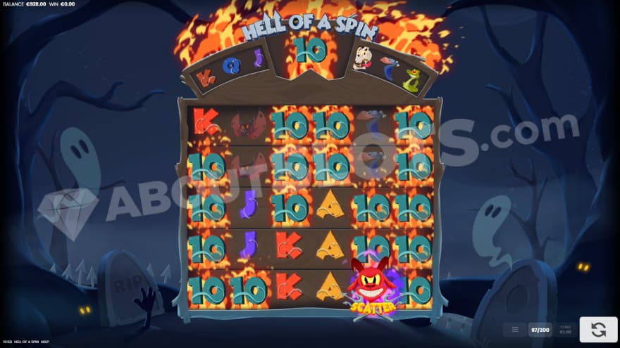Wheel of Blaze feature being active with a meter showing the symbol 10.