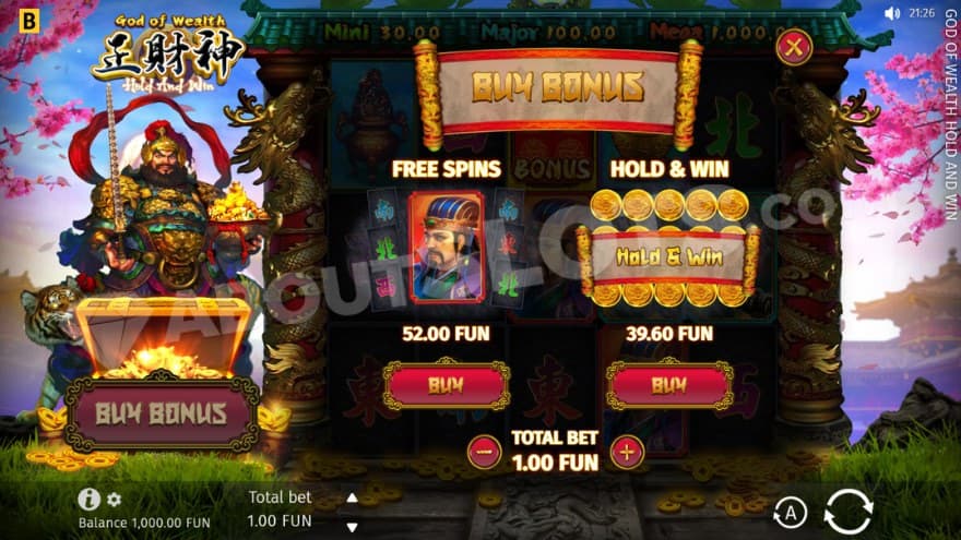 Bonus buy feature with two options to choose from.