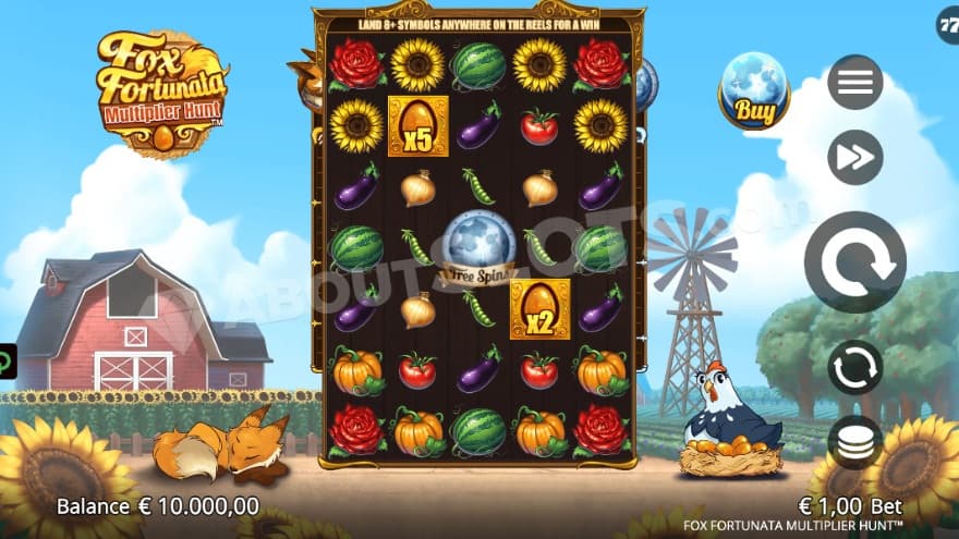 Base game with two golden egg symbols on the reels.