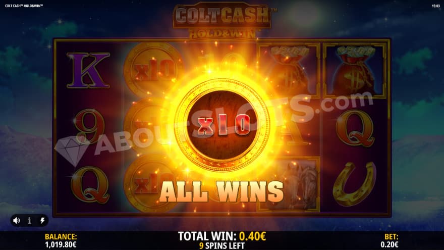 Bonus game with a 10X win multiplier being created.