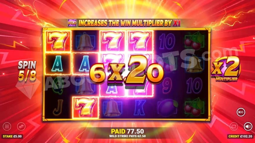 Wild Strike bonus game with a 2X win multiplier.