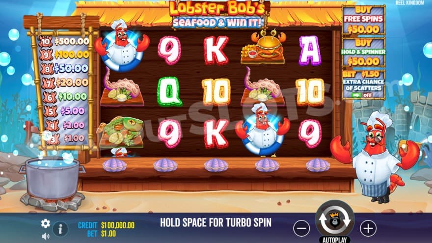 Base game where Lobster Bob can be seen to the right.