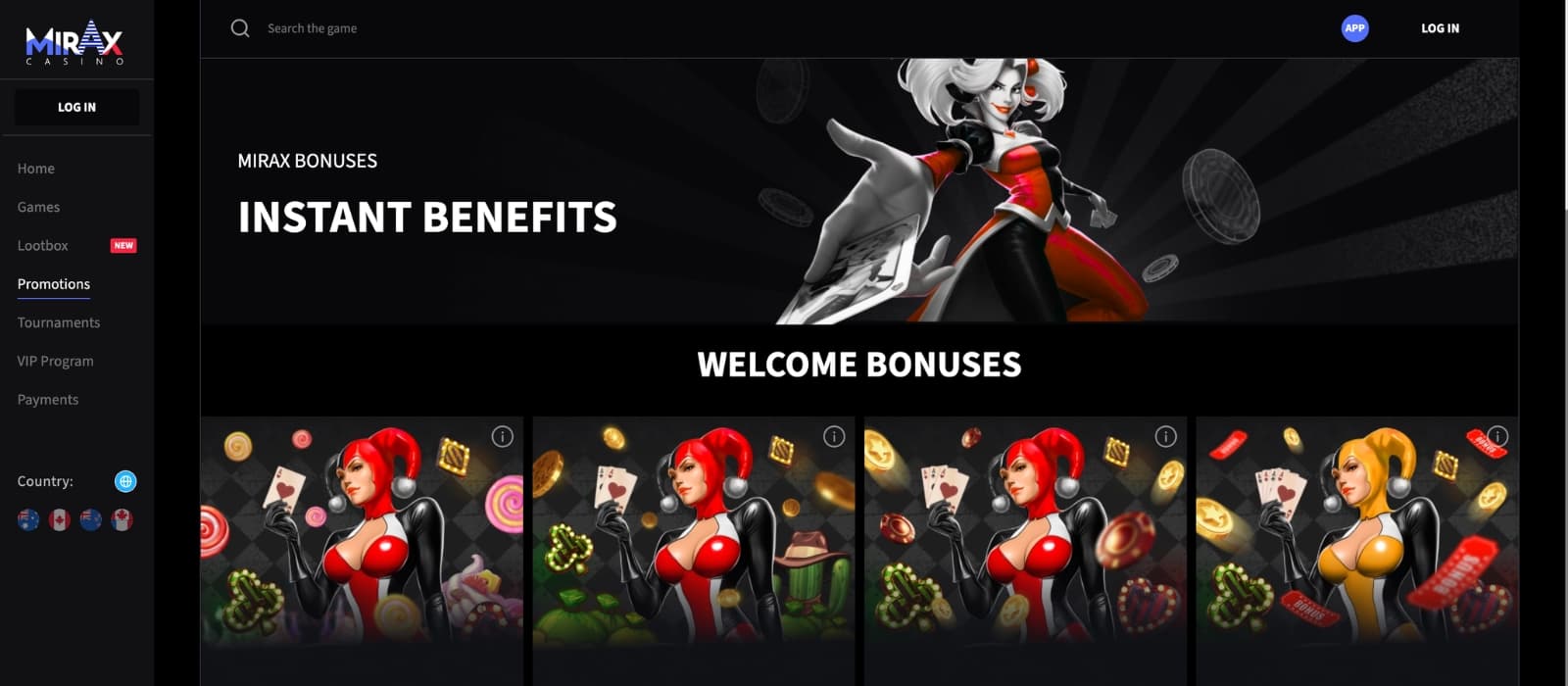 Mirax Casino lobby showing slots, live casino games, crash games and provider filters