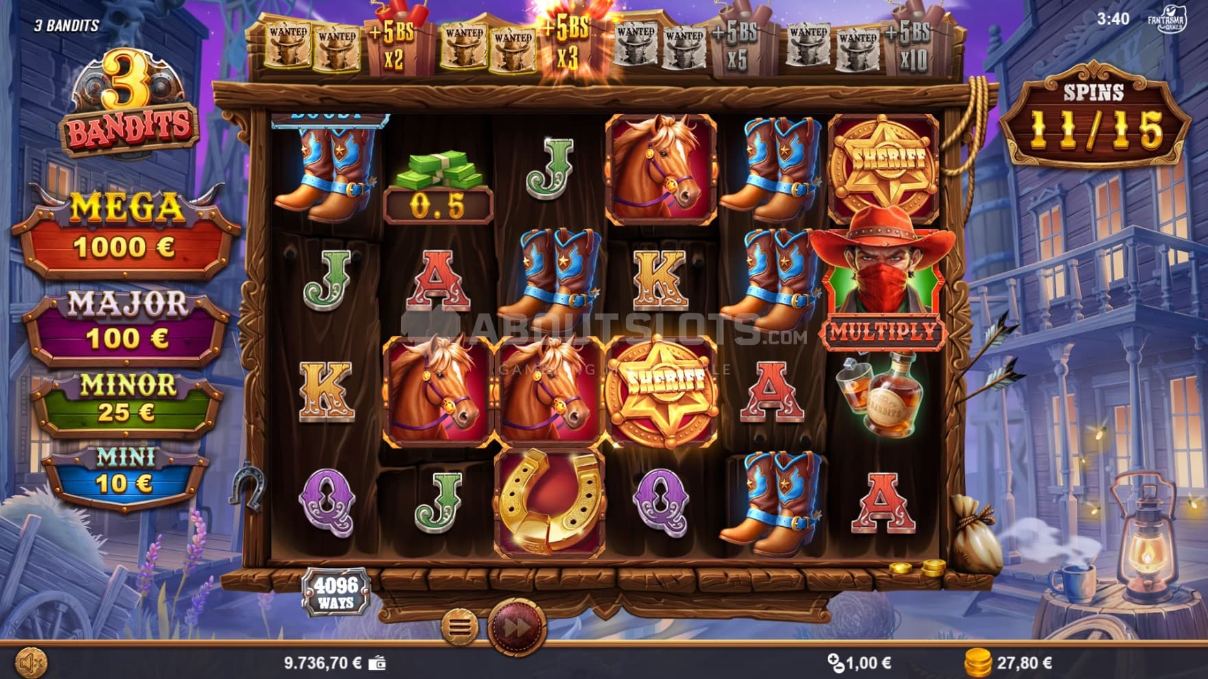 The progressive Meter turns into extra spins and Multipliers in the bonus game
