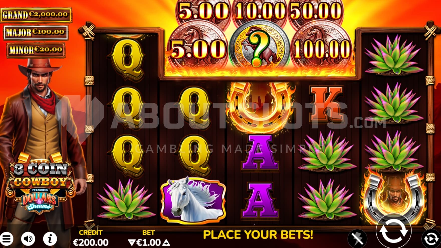 Bonus Prize displayed in left top corner