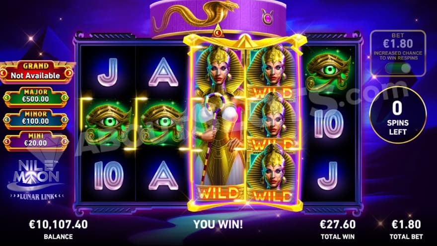 Free Games feature with both the third and fourth reels being covered with wild symbols.