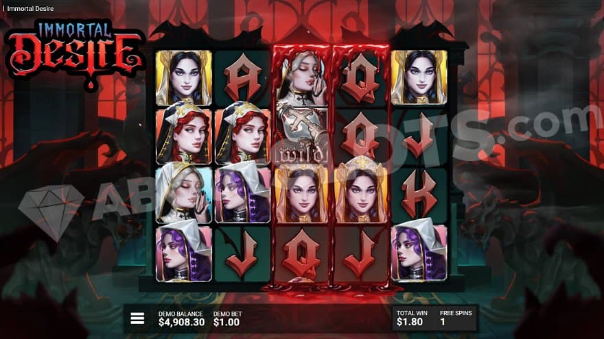 Blood Reels on reels 3 and 4 in the Free Spins.