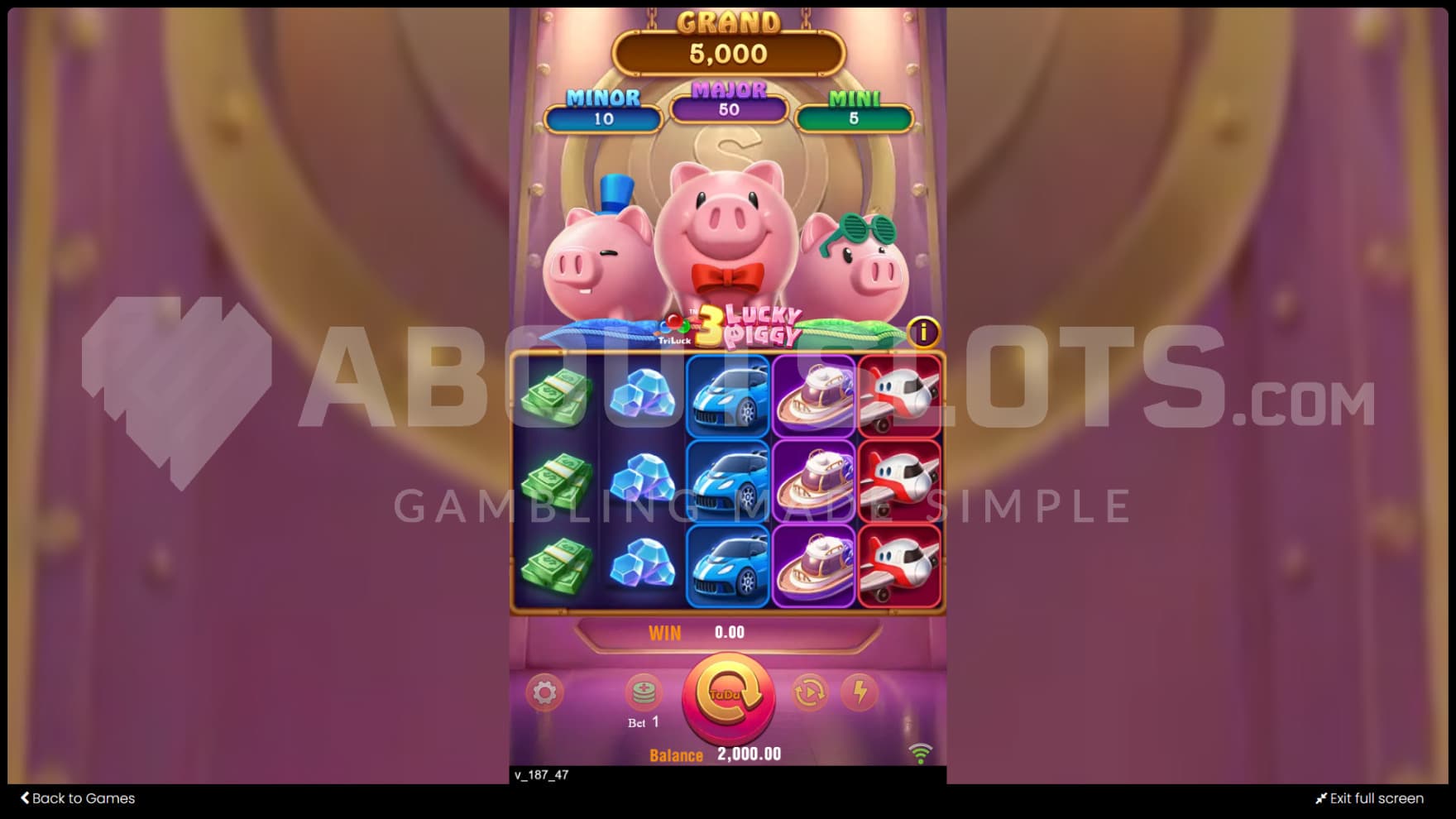 The three piggy banks sit atop the reels, waiting to activate the Bonus game