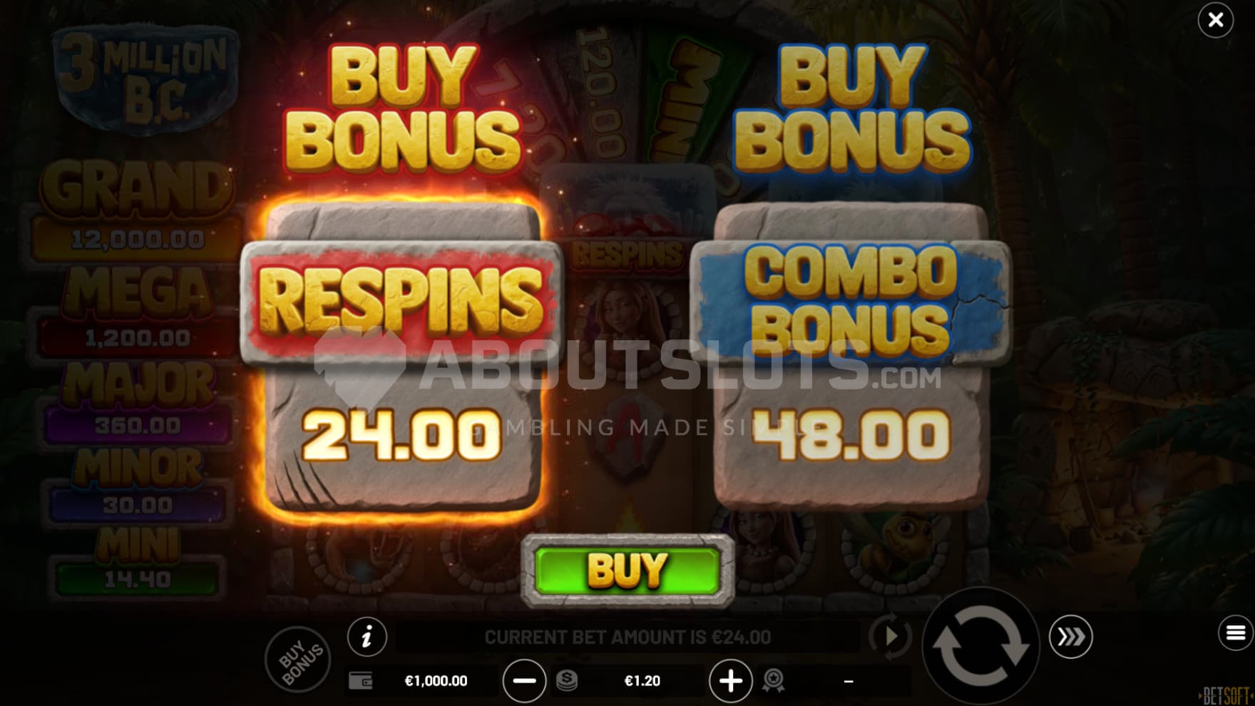 You can trigger either the Respin or Combined Bonus Game for a price