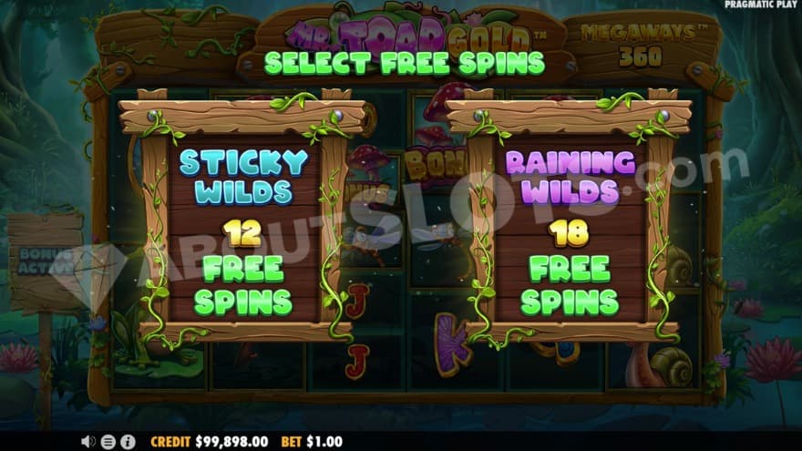 Intro bonus game where two options are being presented to choose from.