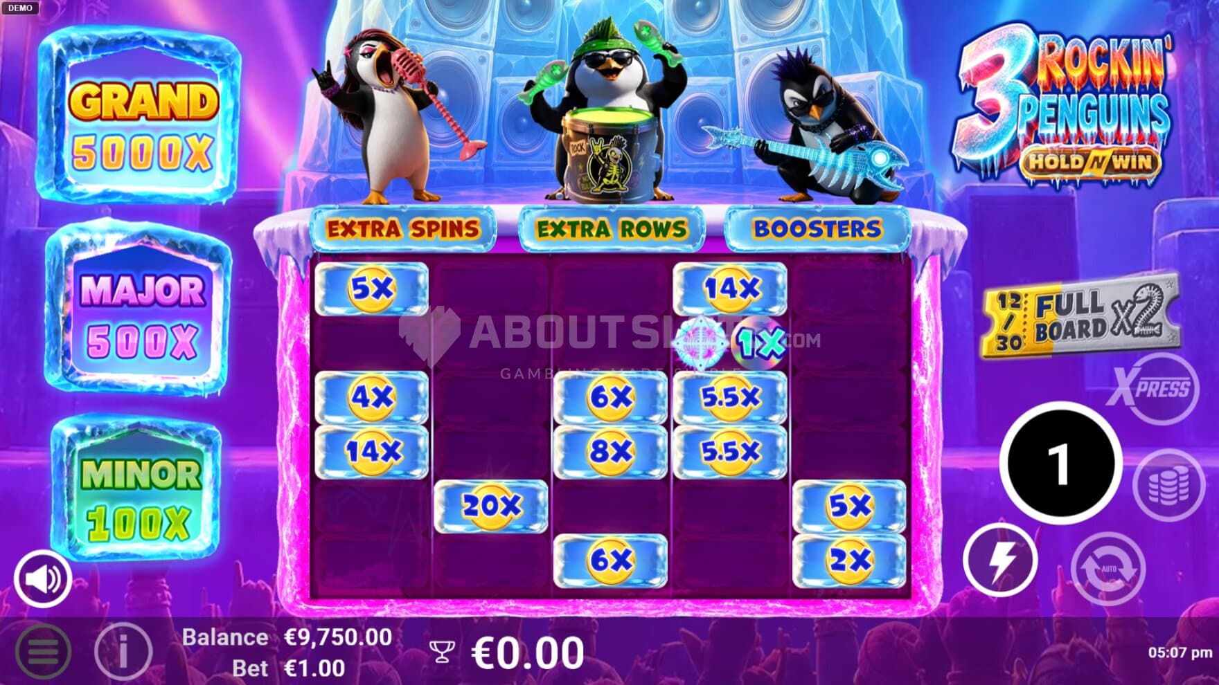 Cash Prizes and Boosters can appear during the bonus game