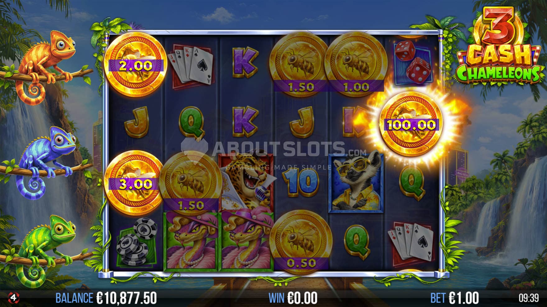 Screenshot of the Chameleon Pots feature triggered in the base game.
