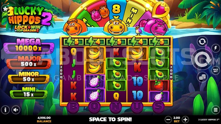 A casino slot with a hippo theme.