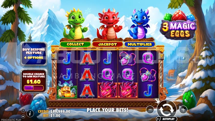 A casino slot with three dragons above the reels.