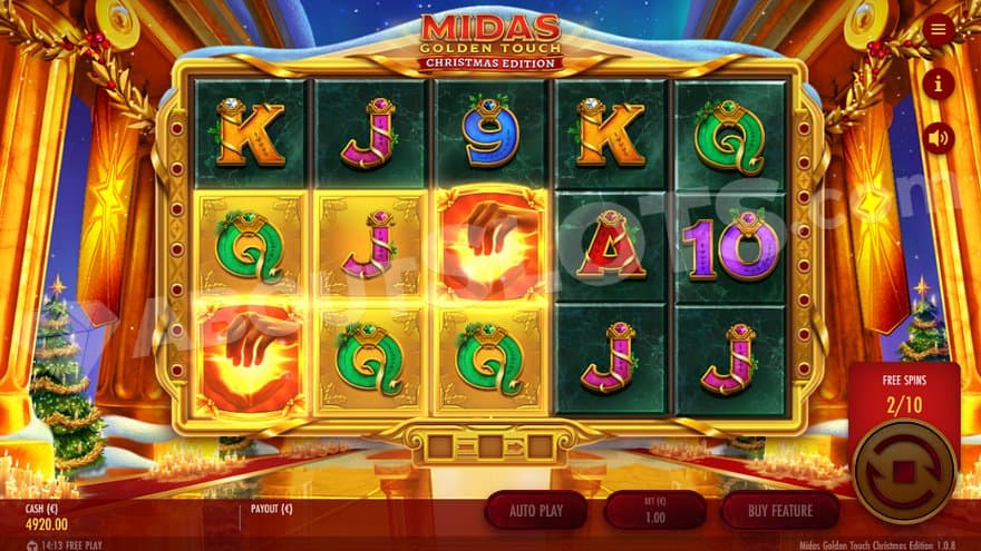 A win containing 6 symbols on reels 1, 2, and 3 in the Free Spins.
