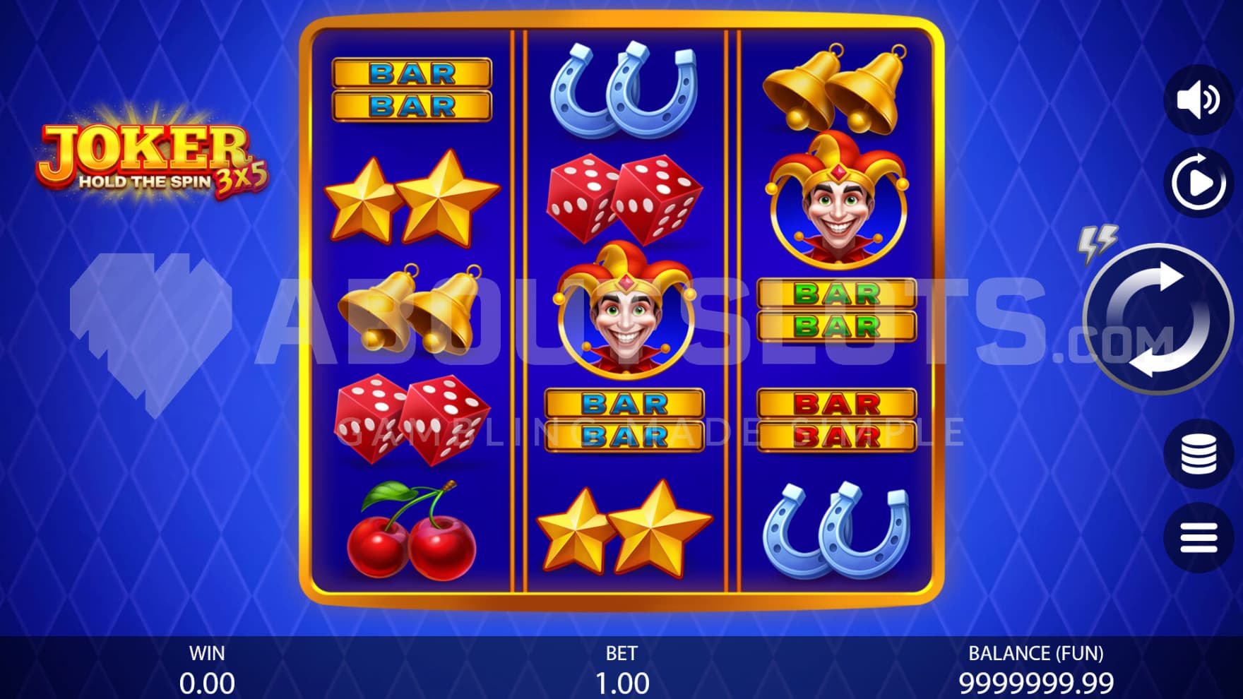 The game comes with a beautiful blue backdrop and classic symbols