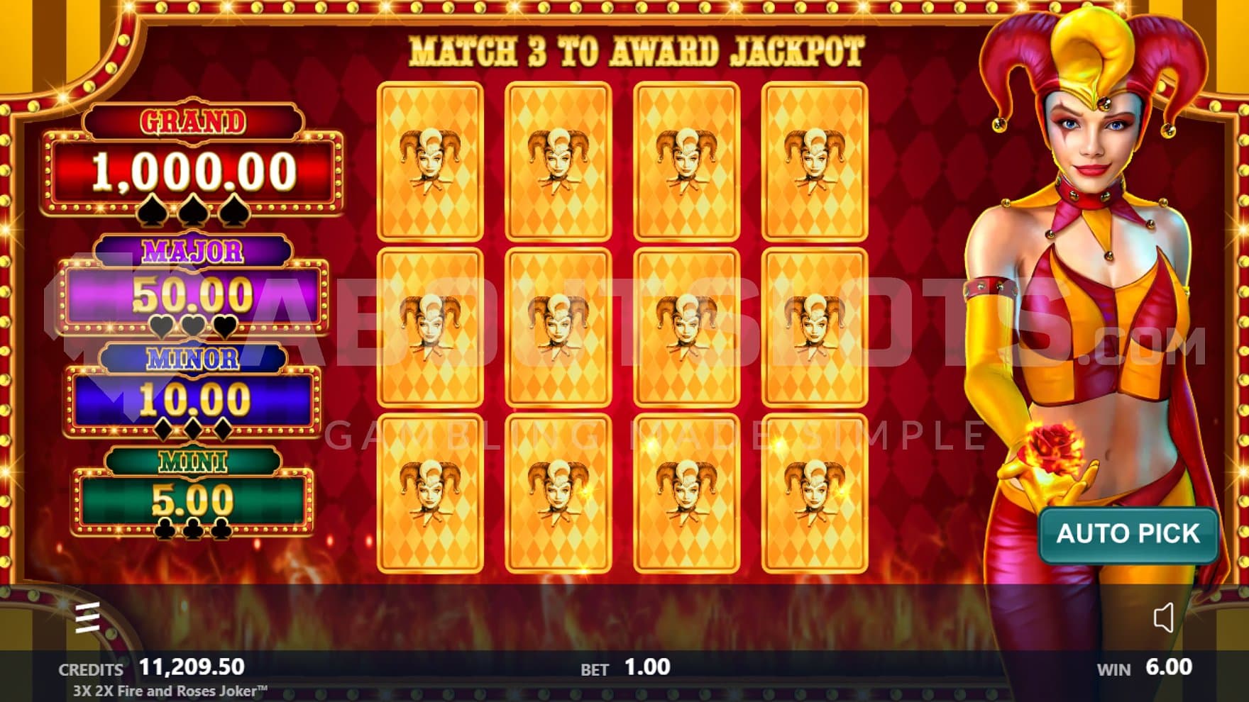 A pick game with 12 playing cards upside down.