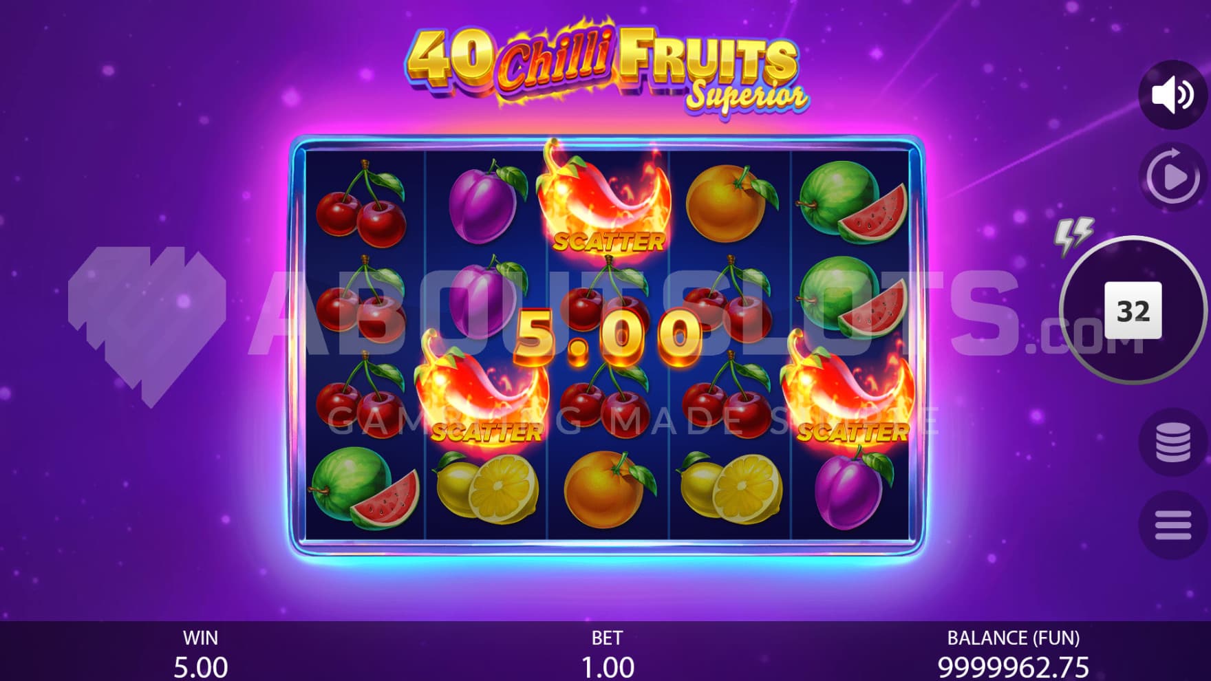 The chilli Scatter Symbols pay anywhere on the reels