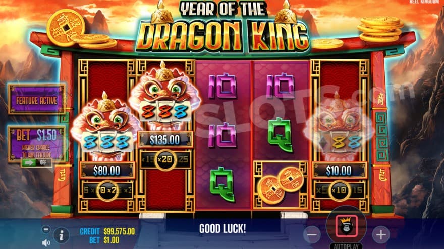 Mini slot machine bonus feature being activated.