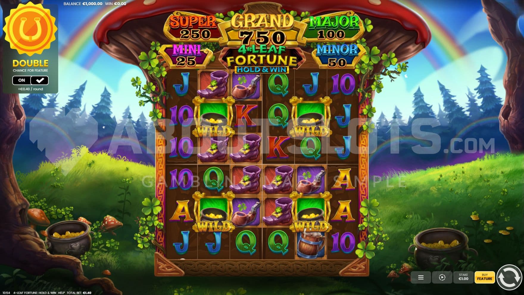 rainbow and green field in background