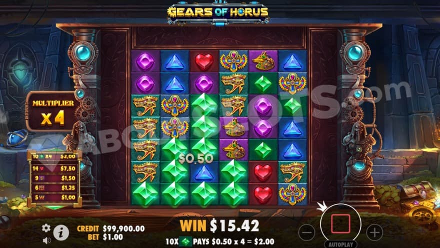 Free Spins bonus game with a total win multiplier of 4X located to the left.