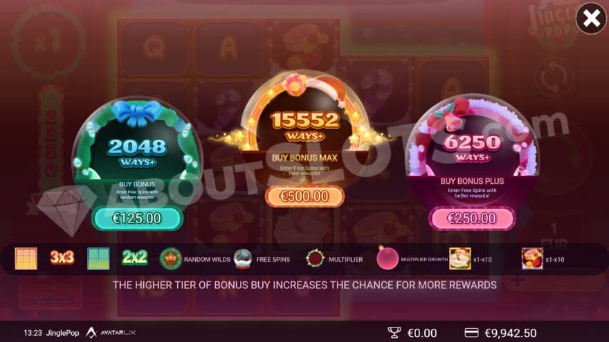 Bonus Buy feature with three options to choose from.