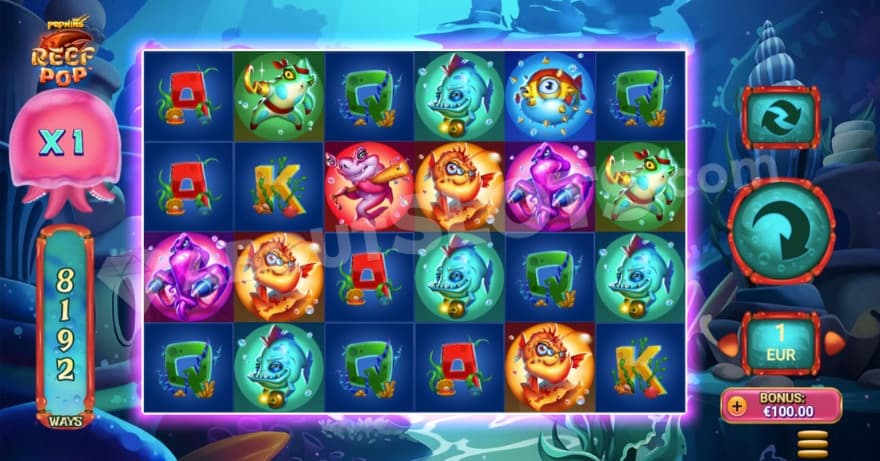 Base game with reel setup that provides 8192 ways to win.