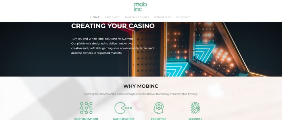 A screenshot from MobInc's homepage