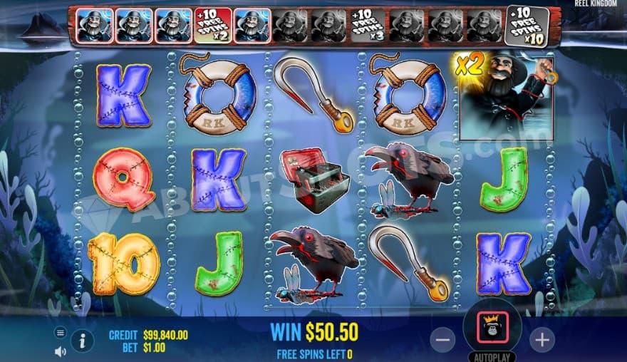 Free Spins feature with a wild collect symbol on the reel with a 2X multiplier.