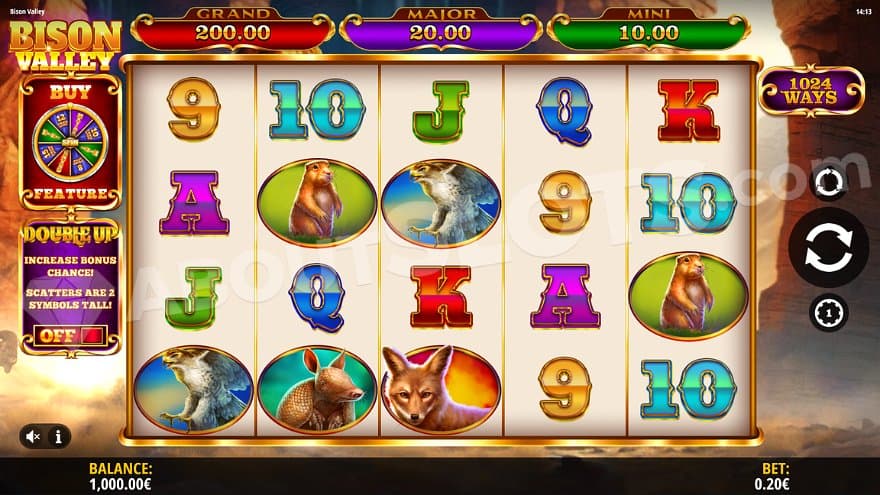 Royals and animal symbols on a 5 reel casino slot.
