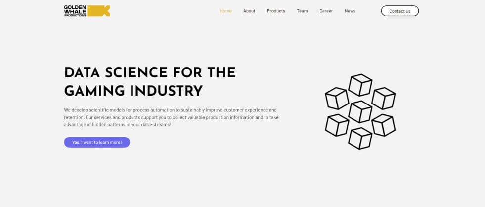 An image of Golden Whale's homepage