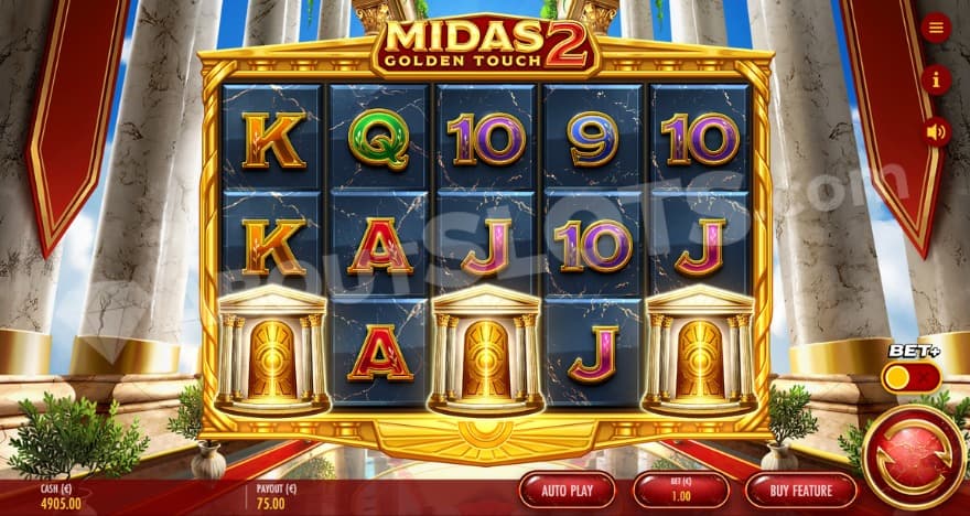 Activation of the free spins feature with three scatter symbols on the reels.