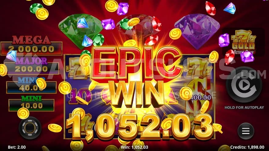 A screen saying "Epic win" on a 526X the bet win.