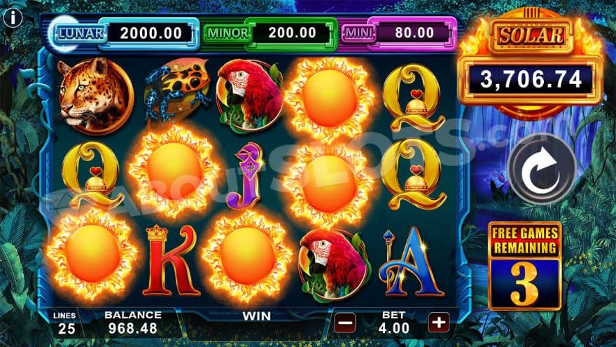 Three remaining spins in the Free Spins.