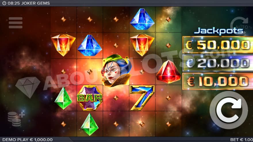 Base game with Jackpots to the right of the reels.