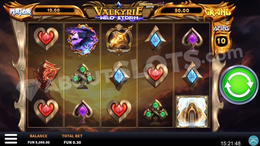 Base game with Jackpots being presented above the reels.