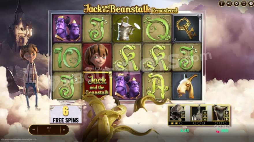 Free Spins bonus game with a key symbol on reel 5.