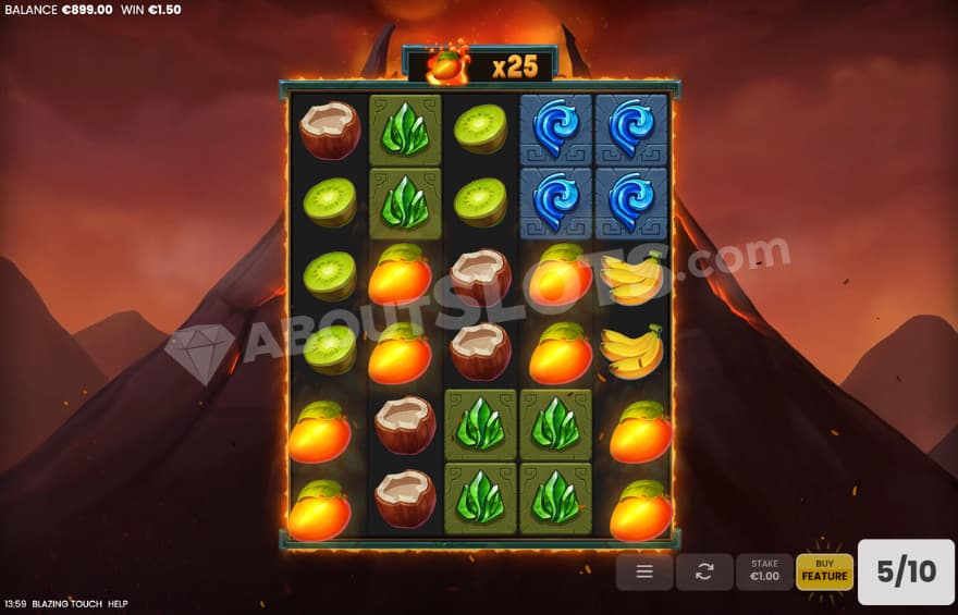 Bonus game with a 25X symbol multiplier above the main reels.