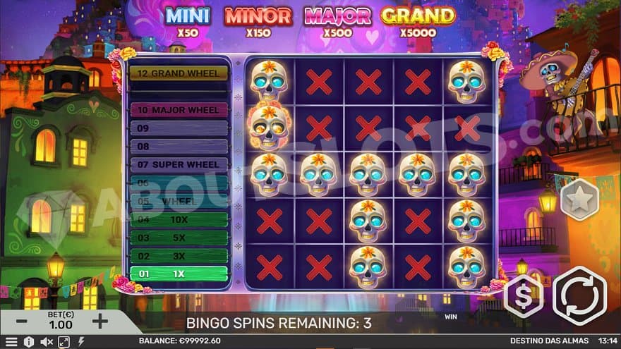 12 Scatter Symbols on the Bingo Card in the bonus feature.