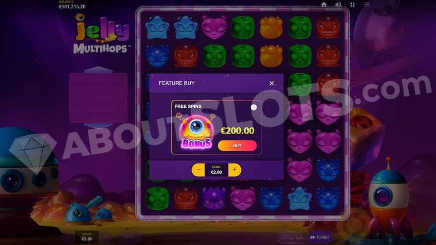 A menu offering the free spins for 100X the bet.