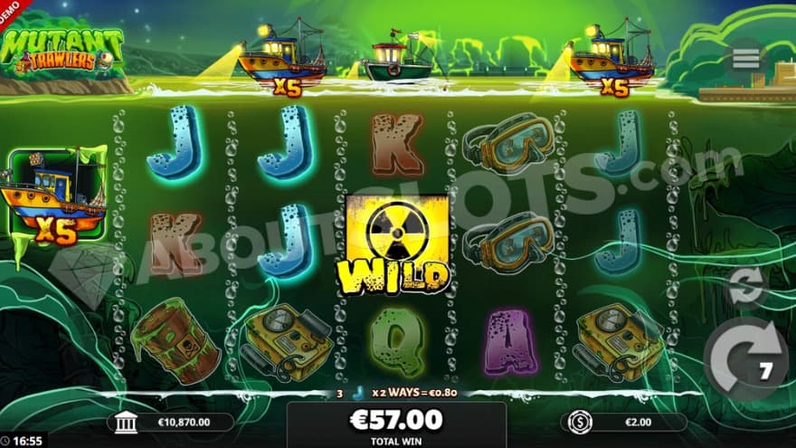 Meltdown Free Spins feature with a wild symbol on the middle reel.