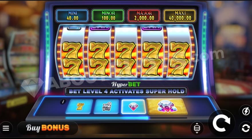 Base game where you can see the Jackpots above the reels.