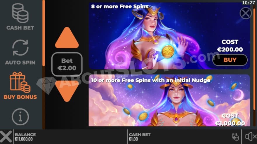 Bonus Buy feature with two options to choose from.